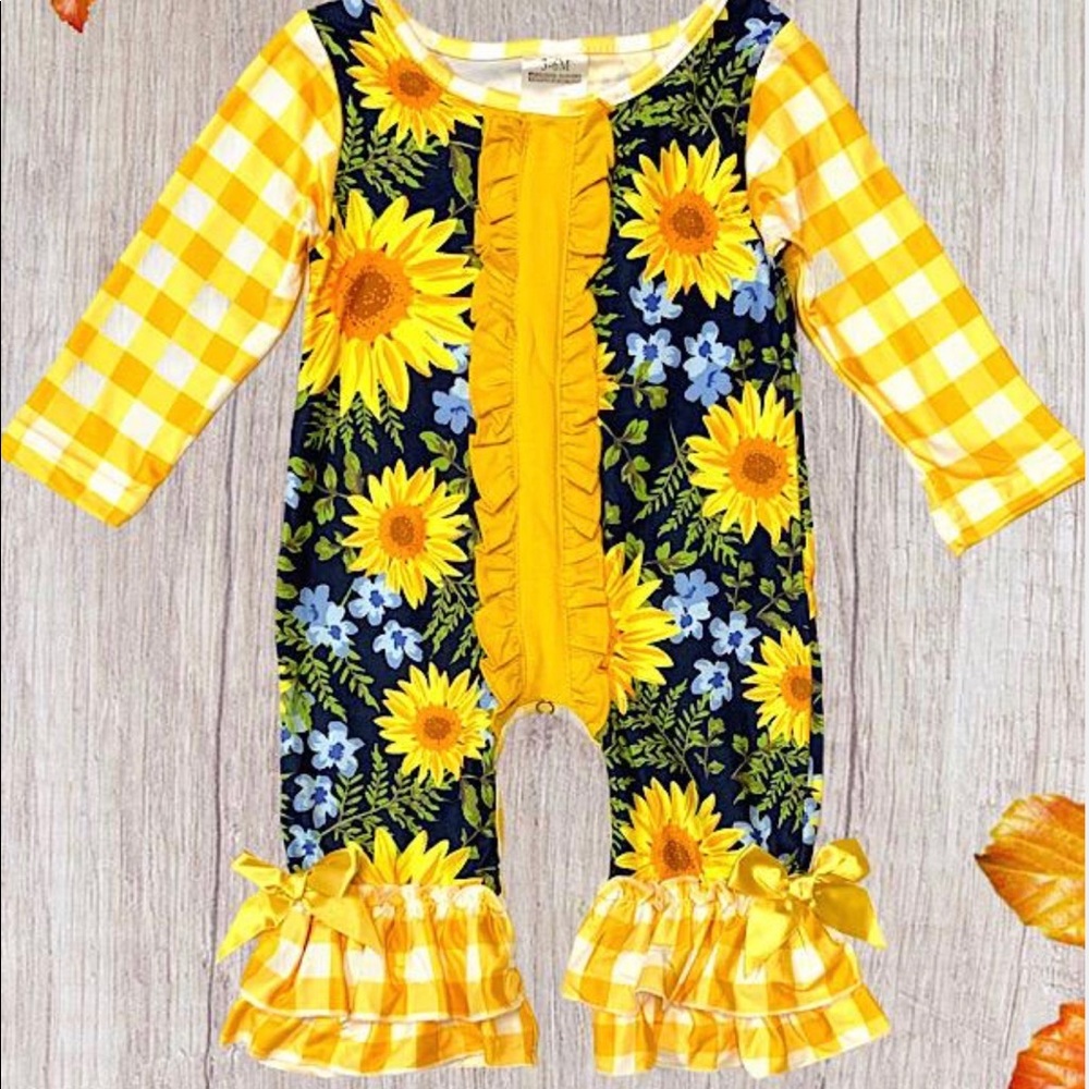 Sunflower Plaid Romper